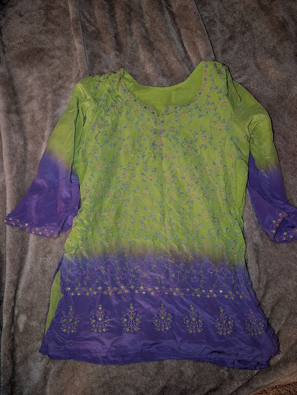 Whimsical Multicolored Embroidered Tunic Top